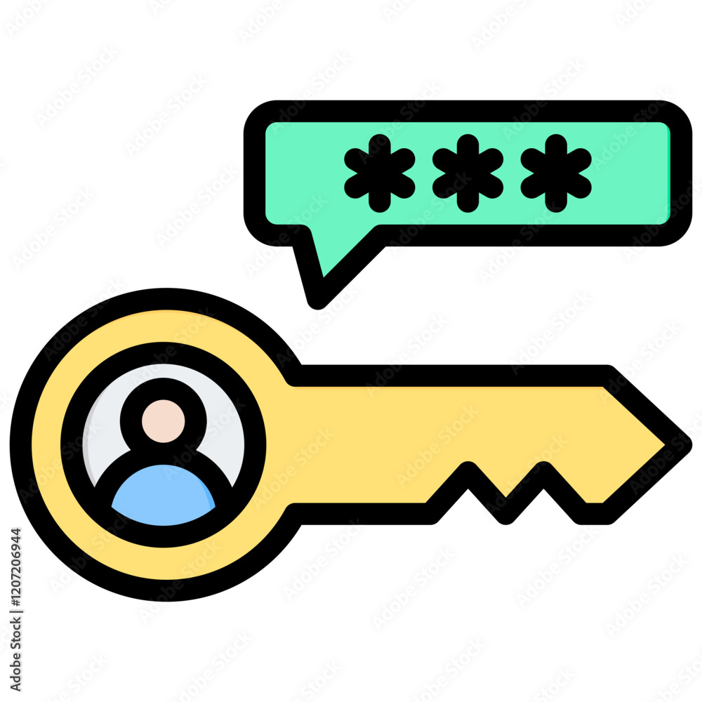 Aufkleber authorization code outline color icon