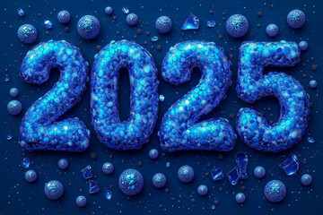 Creative blue mosaic 2025 design with reflective textures and abstract elements