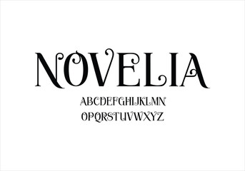 Novelia font for logo and headline. Isolated vector typeset