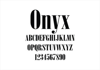 Onyx font for logo and headline. Isolated vector typeset