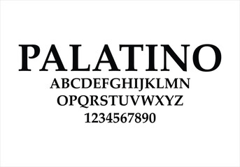 Palatino font for logo and headline. Isolated vector typeset