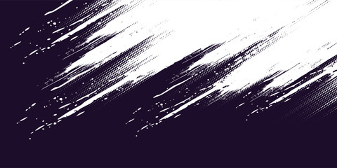 Grunge brush stroke background. White brush stroke isolated on abstract blue background.