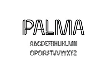 Palma font for logo and headline. Isolated vector typeset