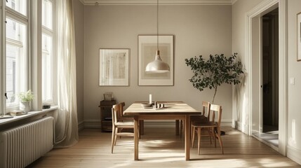 Bright and Airy Minimalist Dining Room with Natural Light