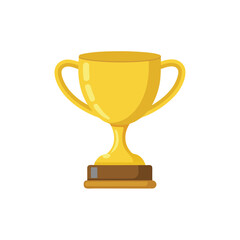 Winner gold trophy cup isolated flat vector illustration on white background