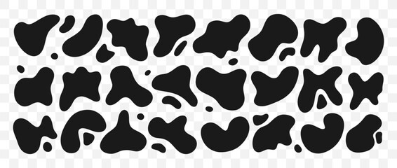 Freeform set. Abstract irregular random blobs. Modern forms for design and print. Vector illustrations isolated on transparent background.