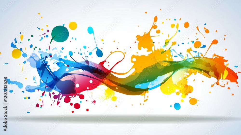 Leinwandbilder bright abstract background with paint splashes in vibrant colors, creating a joyful, artistic compos