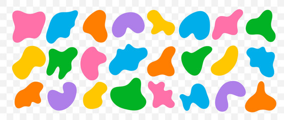 Obraz premium Freeform set. Abstract irregular random blobs. Modern forms for design and print. Vector illustrations isolated on transparent background.
