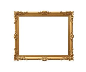Antique Gold Picture Frame PNG Transparent.