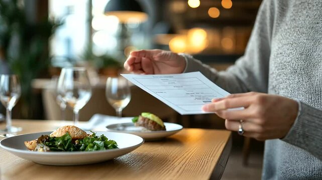 Checking Restaurant Receipt for Billing Accuracy and Meal Verification