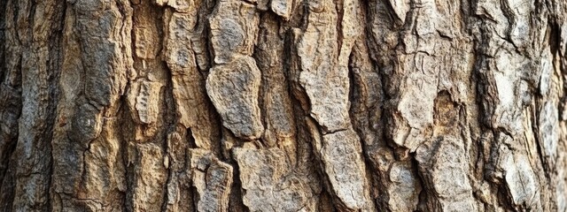 Obraz premium Detailed close-up of rough, weathered oak tree trunk showcasing intricate textures and patterns suitable for design backgrounds or text placement