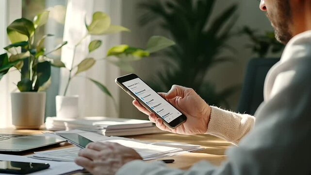 1_Businessperson Taking Photo of Receipt for Expense Reimbursement