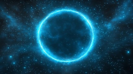 Glowing blue circle in space.