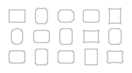 Decorative rectangle frames for note text, line set. Vintage rectangular shape. Highlight and underline text box decorative. Black line sketch border. Vector isolated illustration