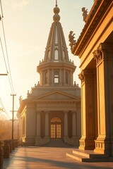 Obraz premium The majestic St Nicholas Cathedral, a masterpiece of Italian Baroque architecture, dominates the city square