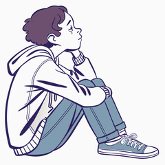 a boy is thinking vector