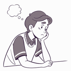 a boy is thinking vector