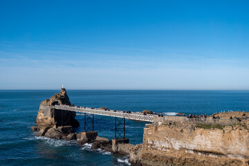 view of Rocher de la Vierge, Biarritz, France