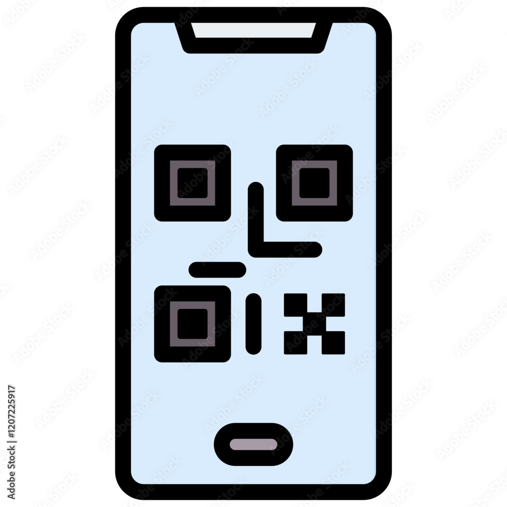 Poster Qr Code Outline Color Icon