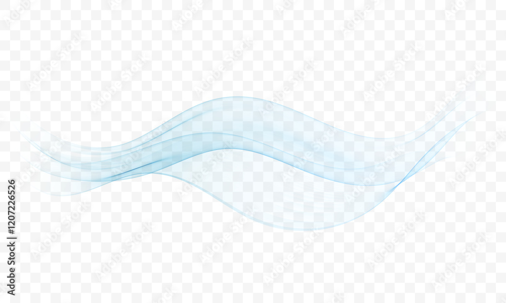 Poster blue transparent transparent smoky flow abstract wave , design element.