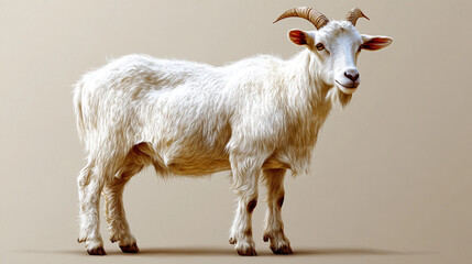 Obraz premium A white goat with small horns.