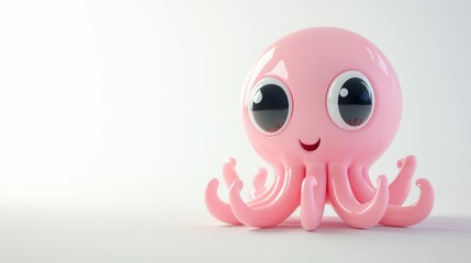 Fototapeta premium Cute pink octopus character digital art studio setting playful design whimsical style