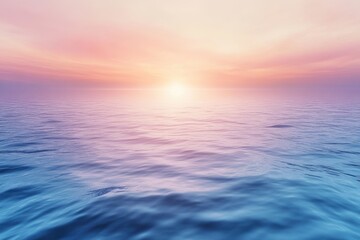 Obraz premium Beautiful sunset over calm ocean waters with pastel colors reflecting in the sky