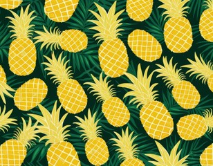 Vibrant Pineapple Pattern Tropical Summer Fruit Design, Perfect for Textile and Wallpaper