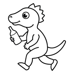 Fototapeta premium Dinosaur with wine bottle Vector illustration