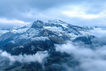 Obraz premium Mount Kinabalu peak with light of sunrise on Mount trip travel, hiking in Kinabalu national park. Kota kinabalu - Malaysia.. Beautiful simple AI generated image