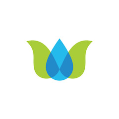 drop water fresh leaf vegetable colorful logo vector