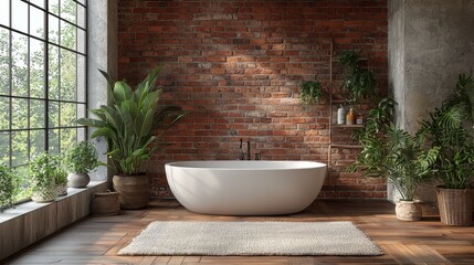 Modern Bathroom with Large Window View
