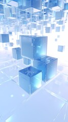 Digital technology blue and white cube poster background
