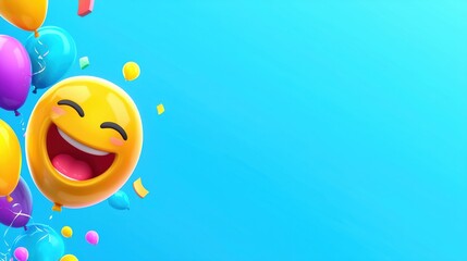 Celebration event joyful emoji and balloons festive background digital artwork cheerful vibe