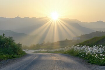 landscape of the mountains - austrian alps. Beautiful simple AI generated image