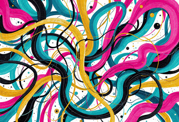 Obraz premium A colorful painting of a wave with gold accents. The colors are bright and the gold accents add a sense of luxury and depth to the piece