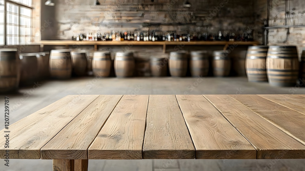 Poster a rustic wooden table with a weathered vintage finish is situated in the foreground set against the 