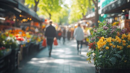 Vibrant Parisian Market: A Blur of Colors and Life