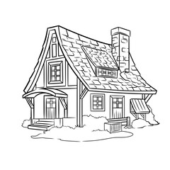 house illustration colroing page printable