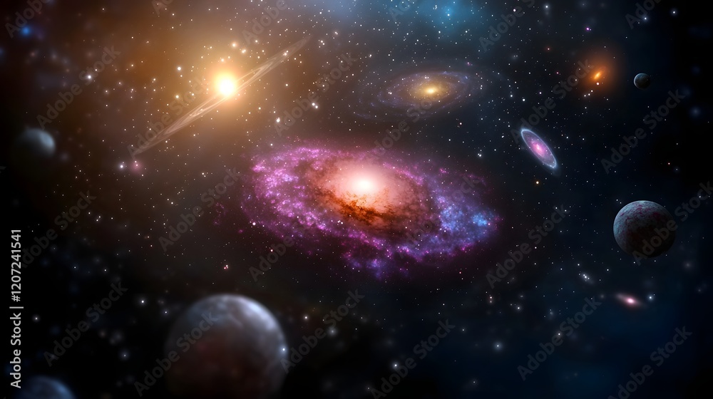 Aufkleber captivating cosmic swirls ethereal nebulae and galaxies in glowing shades of purple and pink a stunn