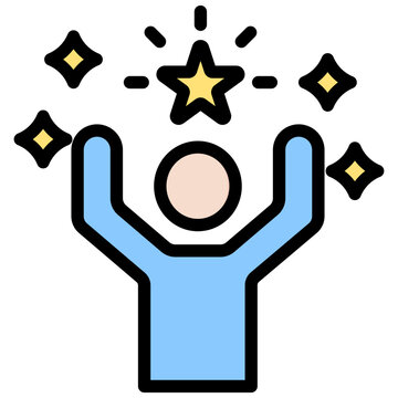 person celebrating with stars icon clip art preview