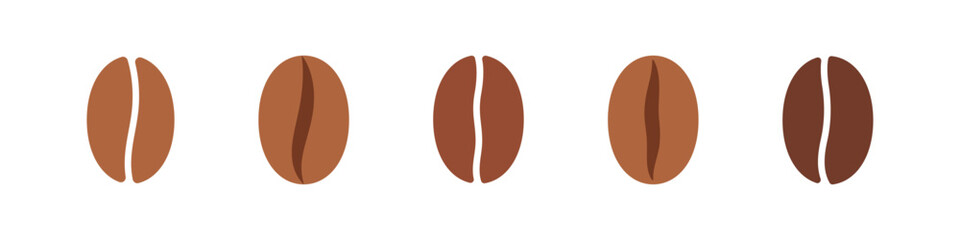 Coffee icon. Coffee bean vector set. Coffee bean sign. Isolated caffeine icon.