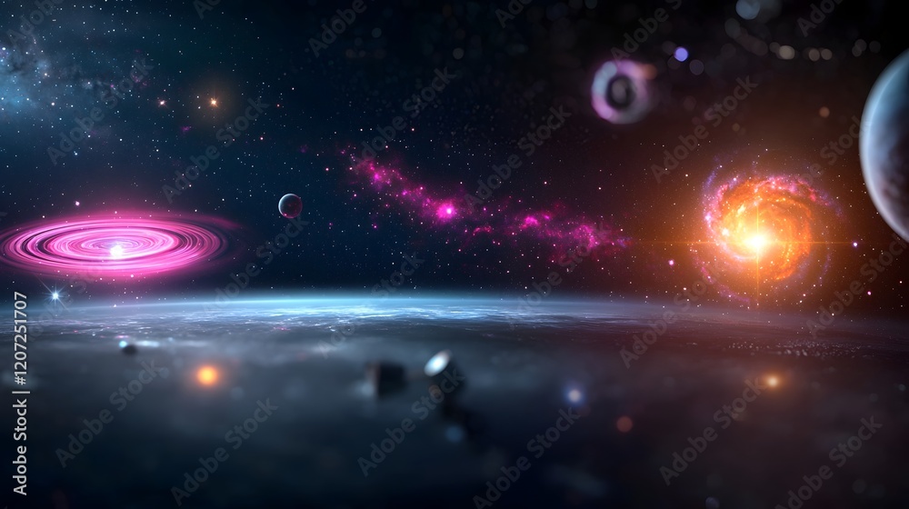 Aufkleber mesmerizing seamless pattern showcasing the captivating beauty of outer space featuring a swirling a