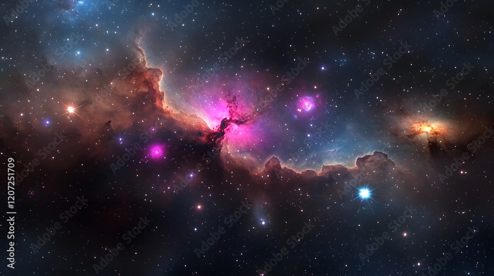 Poster mesmerizing cosmic tapestry of ethereal nebulae and galaxies stunning abstract seamless space patter