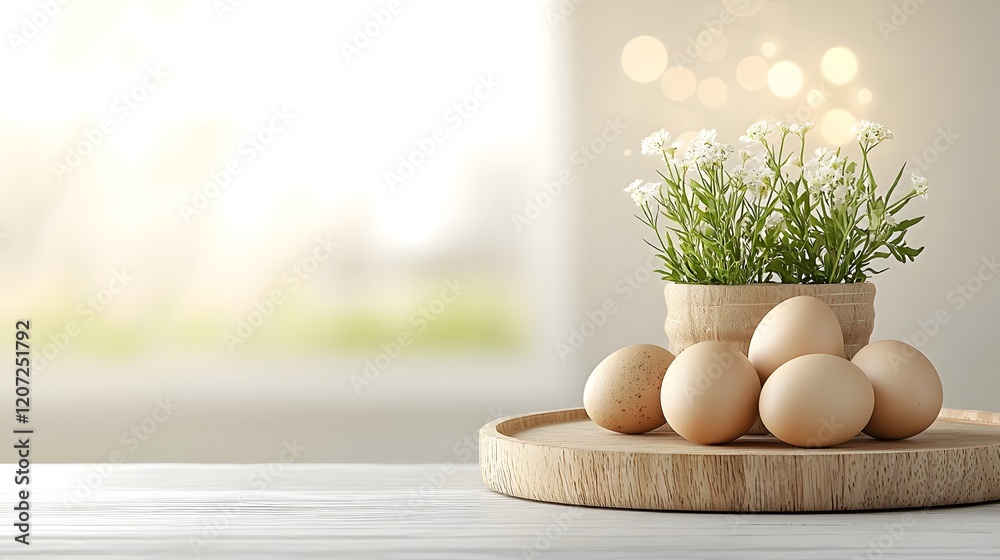 Poster minimalist and elegant food photography setup featuring a wooden plate as a side background with a g