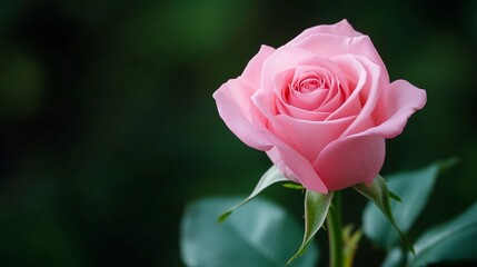 Delicate Pink Rose Blooming Amidst Lush Green Foliage in a Garden Setting