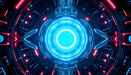 Obraz premium Cyberpunk Neon Circle Digital Art Background Wallpaper