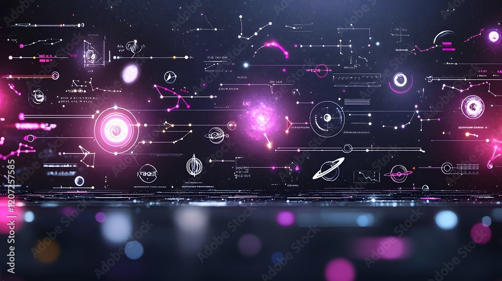 Aufkleber vibrant and mystical seamless pattern featuring glowing galaxies nebulae and constellations in dark 