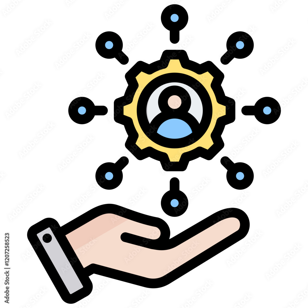 Poster skill management outline color icon
