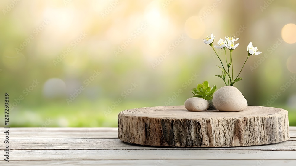 Poster warm bokeh glow surrounds a wooden plate used as a side background emphasizing its natural textures 
